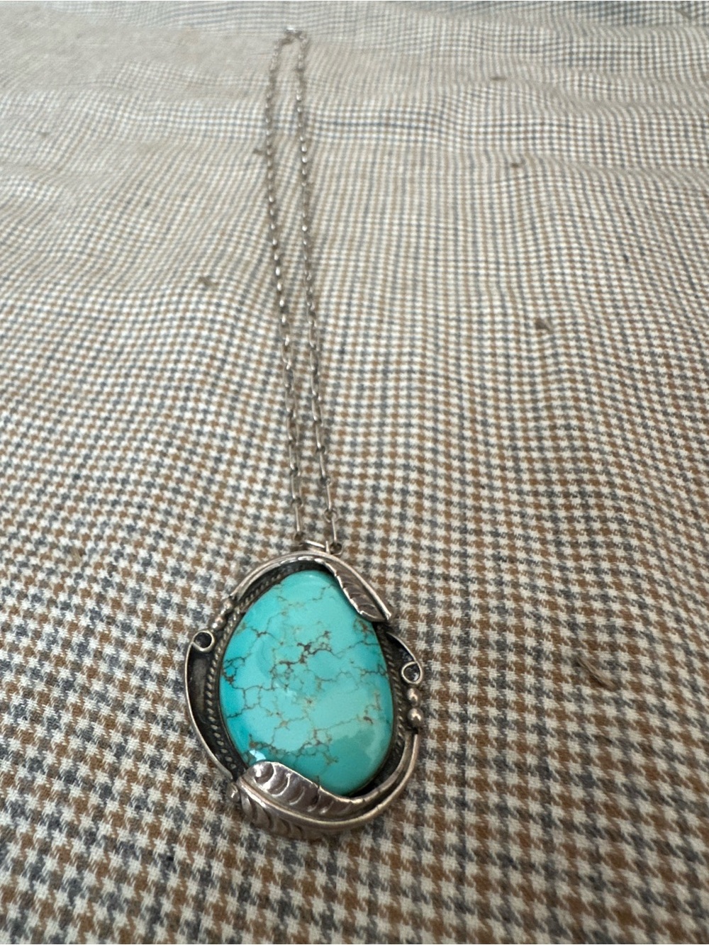 Vintage Navajo Turquoise Pendant Necklace
